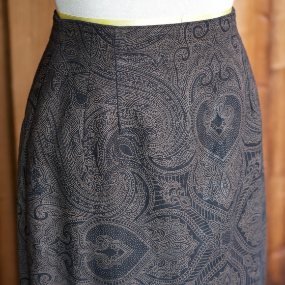 Ralph Lauren Linen Brown & Black Fall Paisley Print Maxi Skirt Woman's M - Picture 10 of 14